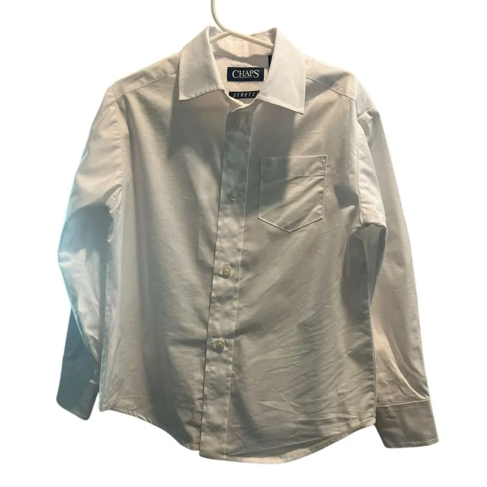 Chaps Boys 3-Piece Dress Outfit Set White Stretch Shirt Gray Vest & Pants Size 5